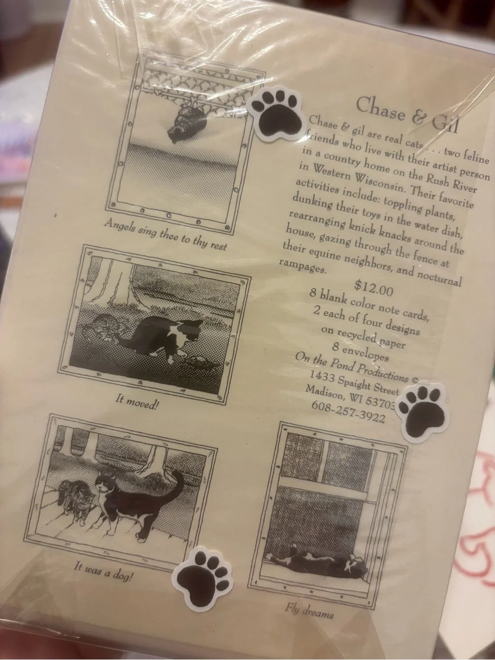 Cat Greeting Cards vintage 90s Blank Inside Hand drawn